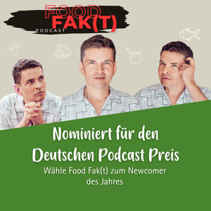 Wähle den Food Fak(t) Podcast von Stefan Fak zum Newcomer des Jahres beim Deutschen Podcastpreis, mobiles Banner