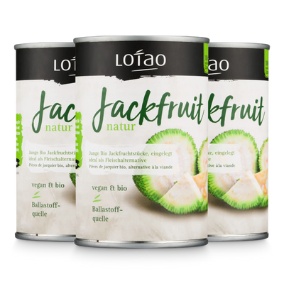Junge Jackfruit Natur in der Dose als veganer Fleischersatz von Lotao im 3er Set 400g