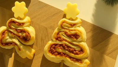 Herzhafte Blätterteig-Tannenbäume mit Veggie Hack