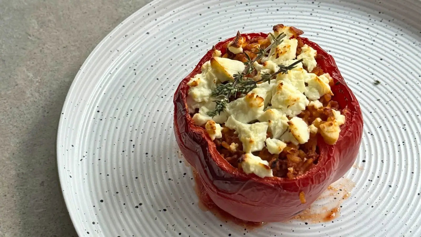 Vegane Gefüllte Paprika mit Veggie Hack und Basmatireis