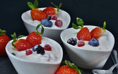 Berry yogurt dessert with coconut blossom sugar 