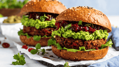 Plant-based burger with avocado