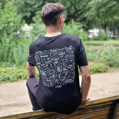 Lotao Bio-Shirt mit Veganem Statement von hinten getragen