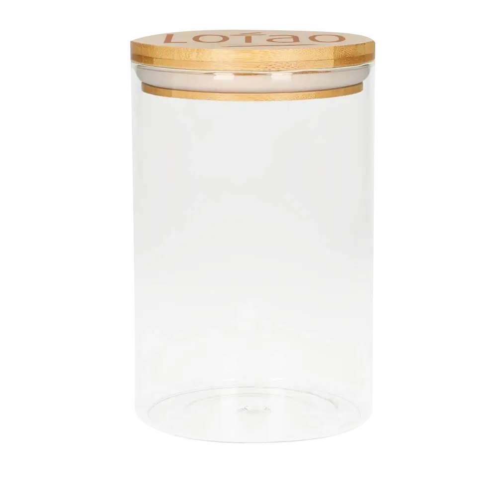 Nachhaltiges Vorratsglas mit Holzdeckel aus Bambus von Lotao für 1,6 Liter