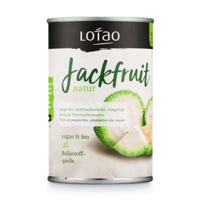 Junge Jackfruit Natur in der Dose als veganer Fleischersatz in Bio-Qualität von Lotao in der Einzeldose 400g