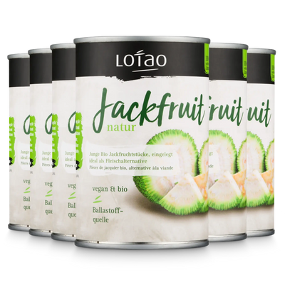 Junge Jackfruit Natur in der Dose als veganer Fleischersatz von Lotao im 6er Set 400g