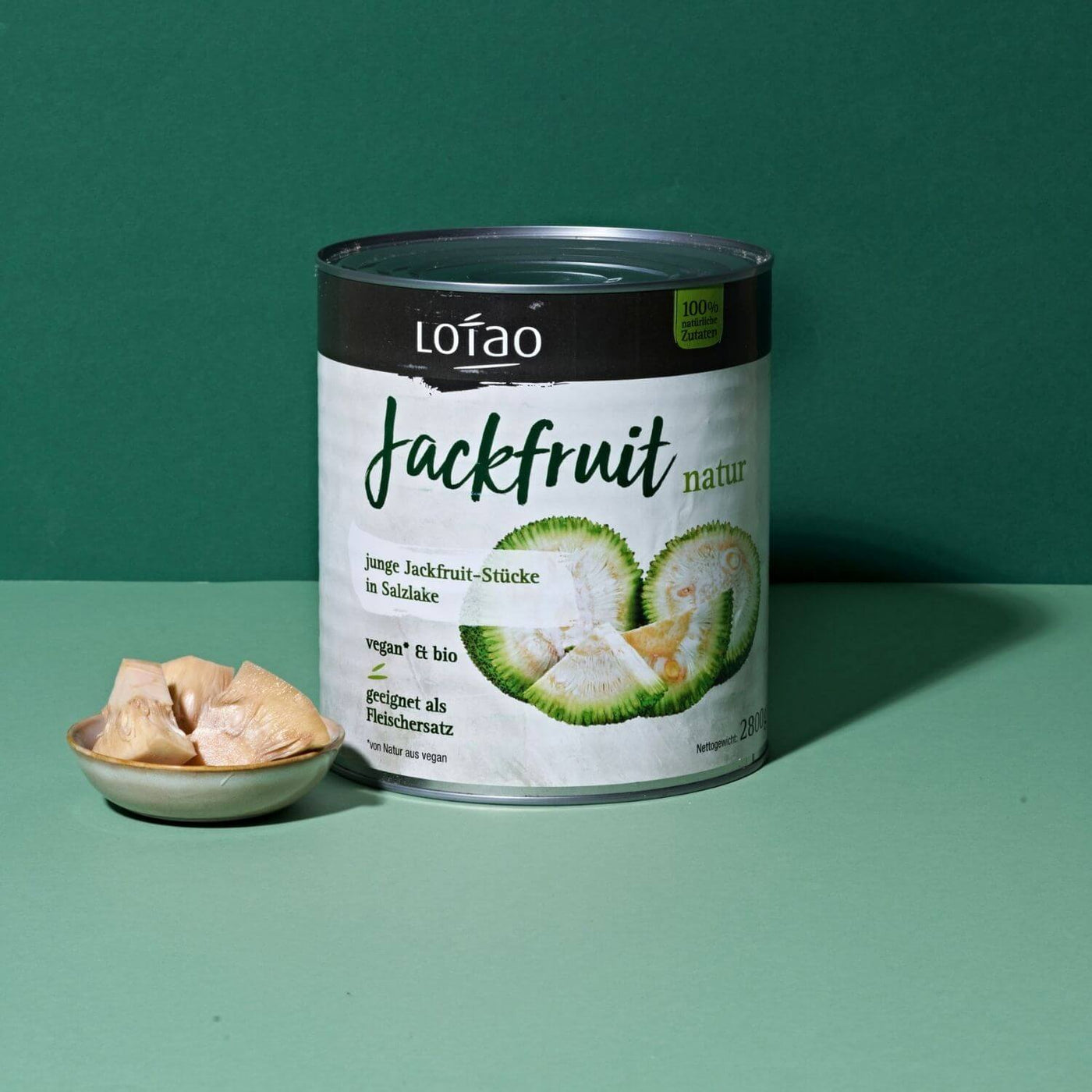 Jackfruit Natur Großgebinde-Dose mit Jackfrucht Stücken in Schale in Bio-Qualität von Lotao als veganer Fleischersatz auf natürlicher Basis