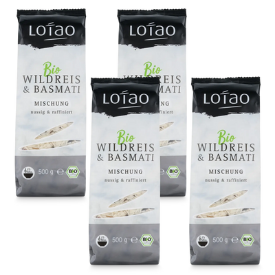 Bio Wildreis Basmati Reis Mischung von Lotao im Set 4x 500g Packung