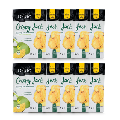 Die knusprigen Jackfruit Chips von Lotao sind im 10er Set erhältlich